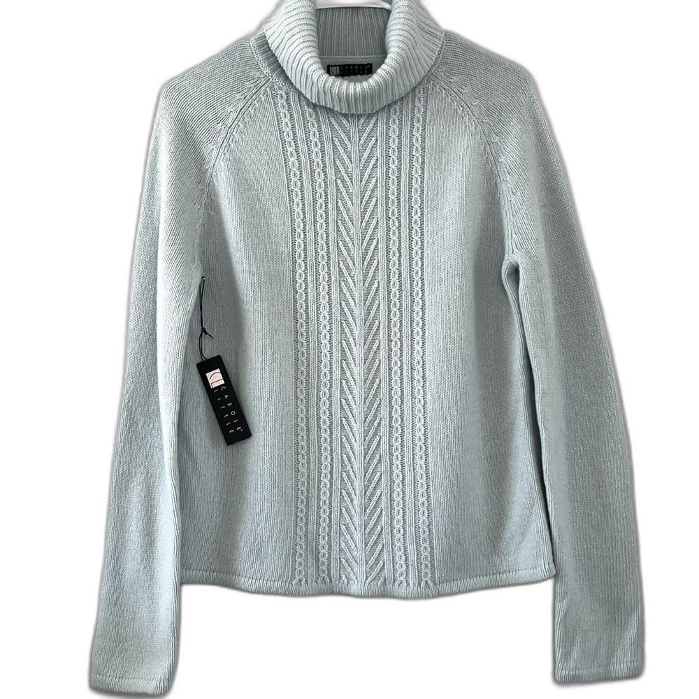 Vintage Angora and Lamb's Wool Blend Sweater Size M Cable Knit Turtleneck NWT